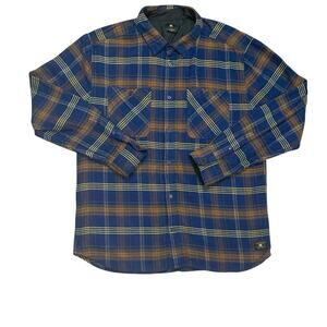 DC Shoes Plaid Flannel Blue Brown Skater Button Down Y2K Size XXL